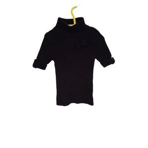 Camilla Girls 5/6 Black Knit Turtleneck Sweater‎ With Embroidery Logo
